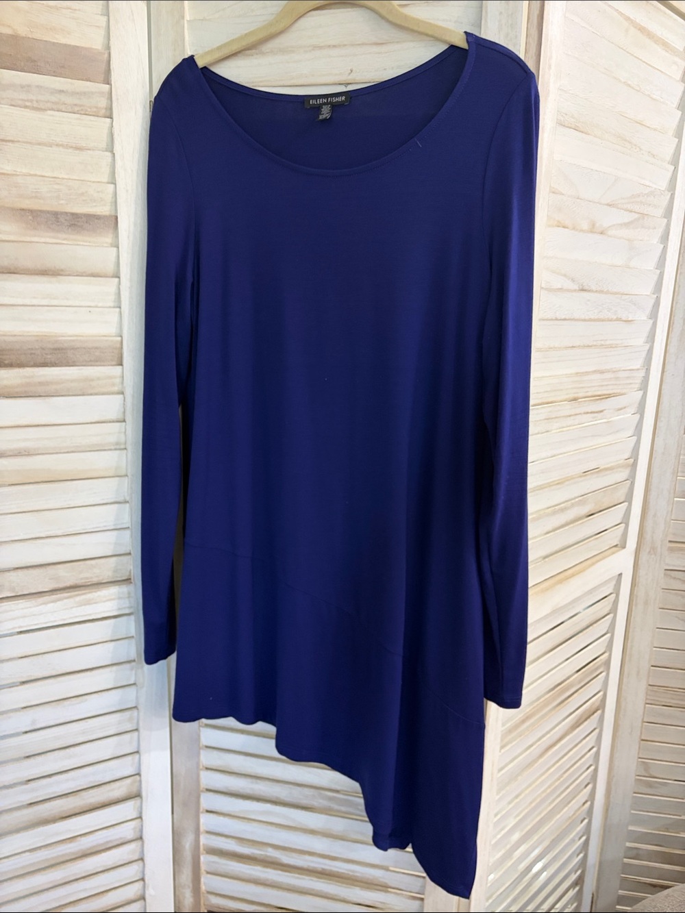Eileen Fisher Long-Sleeve Asymmetric Tunic in Royal Purple